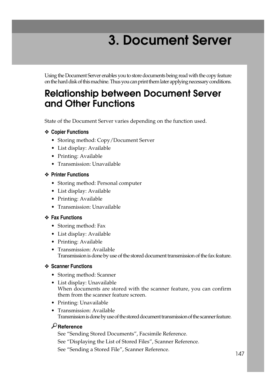 document server, Document server, E p.147 “document server | Ricoh Aficio MP C3500 User Manual | Page 171 / 212