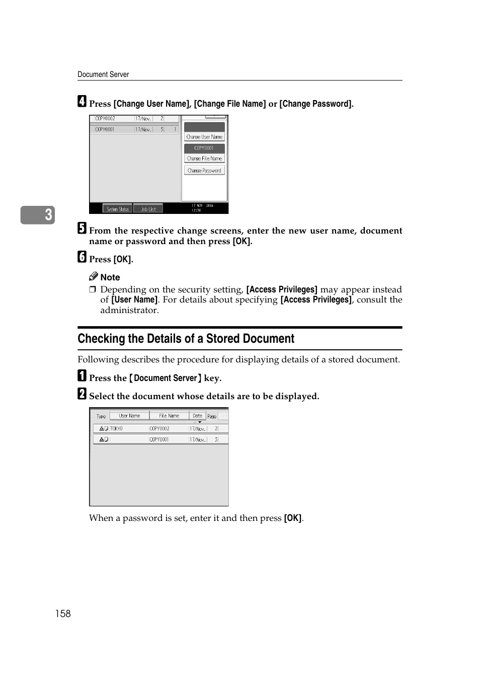 Checking the details of a stored document | Ricoh Aficio MP C3500 User Manual | Page 182 / 212