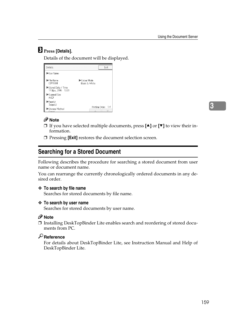 Searching for a stored document | Ricoh Aficio MP C3500 User Manual | Page 183 / 212