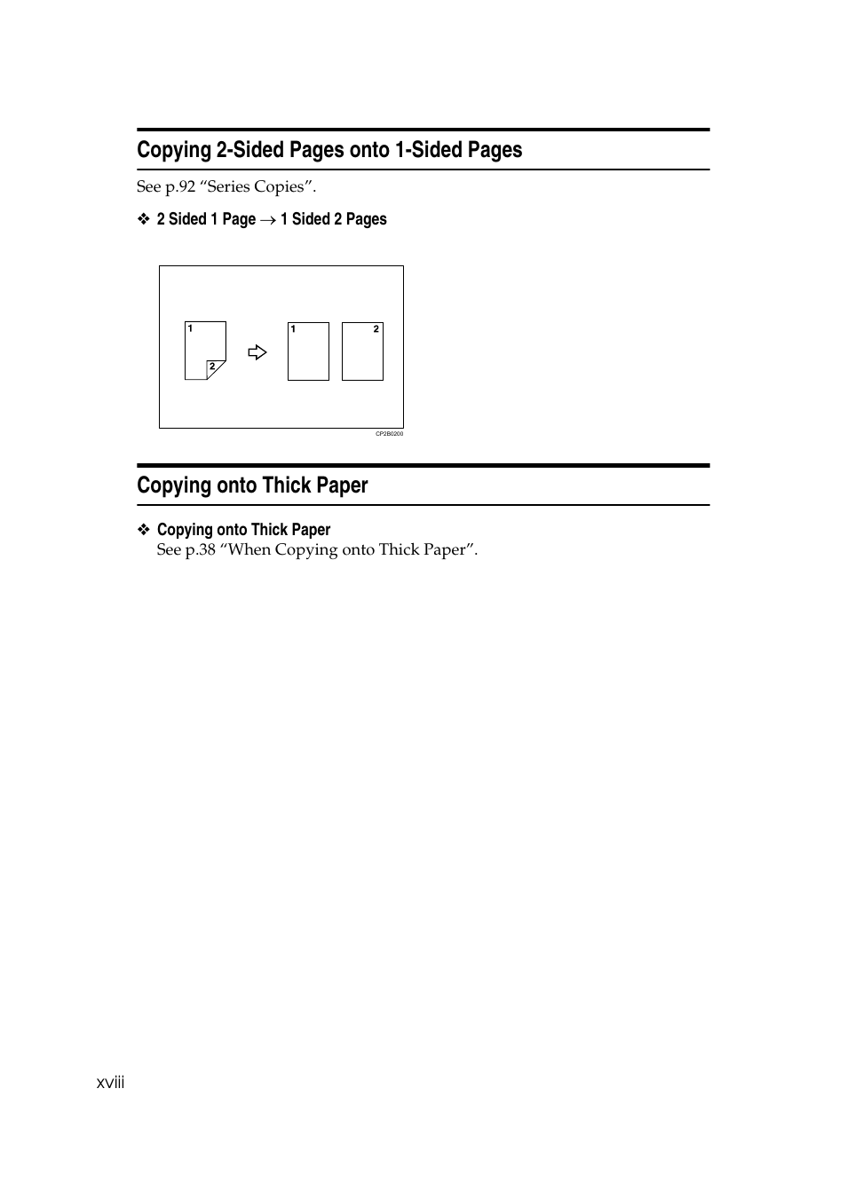 Copying onto thick paper, Copying 2-sided pages onto 1-sided pages | Ricoh Aficio MP C3500 User Manual | Page 20 / 212