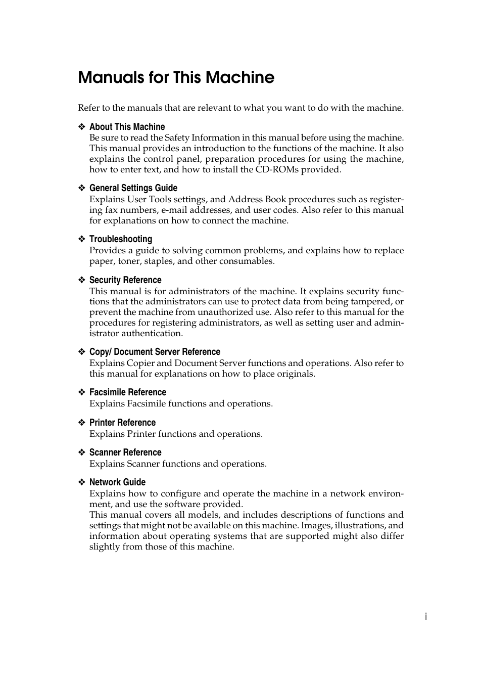 Manuals for this machine | Ricoh Aficio MP C3500 User Manual | Page 3 / 212