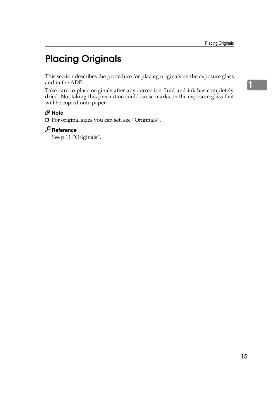 Placing originals, 1placing originals | Ricoh Aficio MP C3500 User Manual | Page 39 / 212