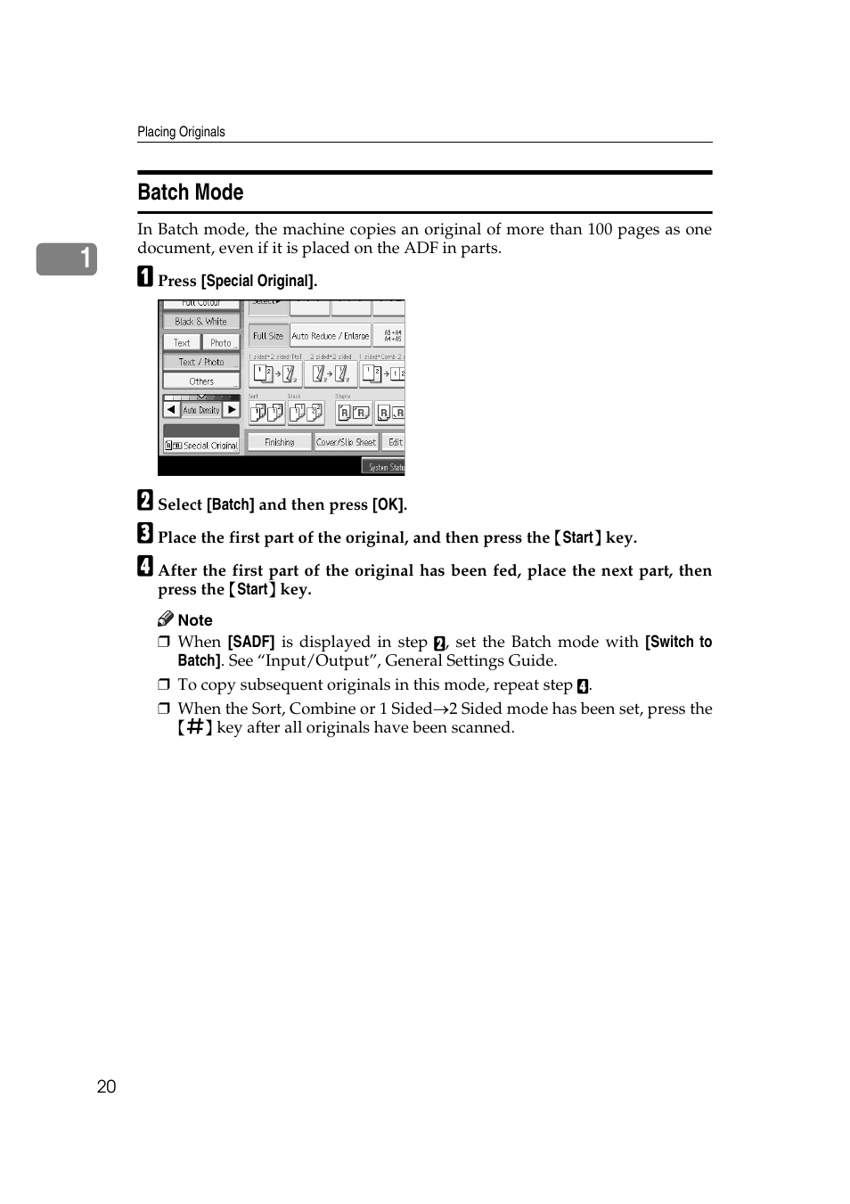 Batch mode, See p.20 “batch mode | Ricoh Aficio MP C3500 User Manual | Page 44 / 212