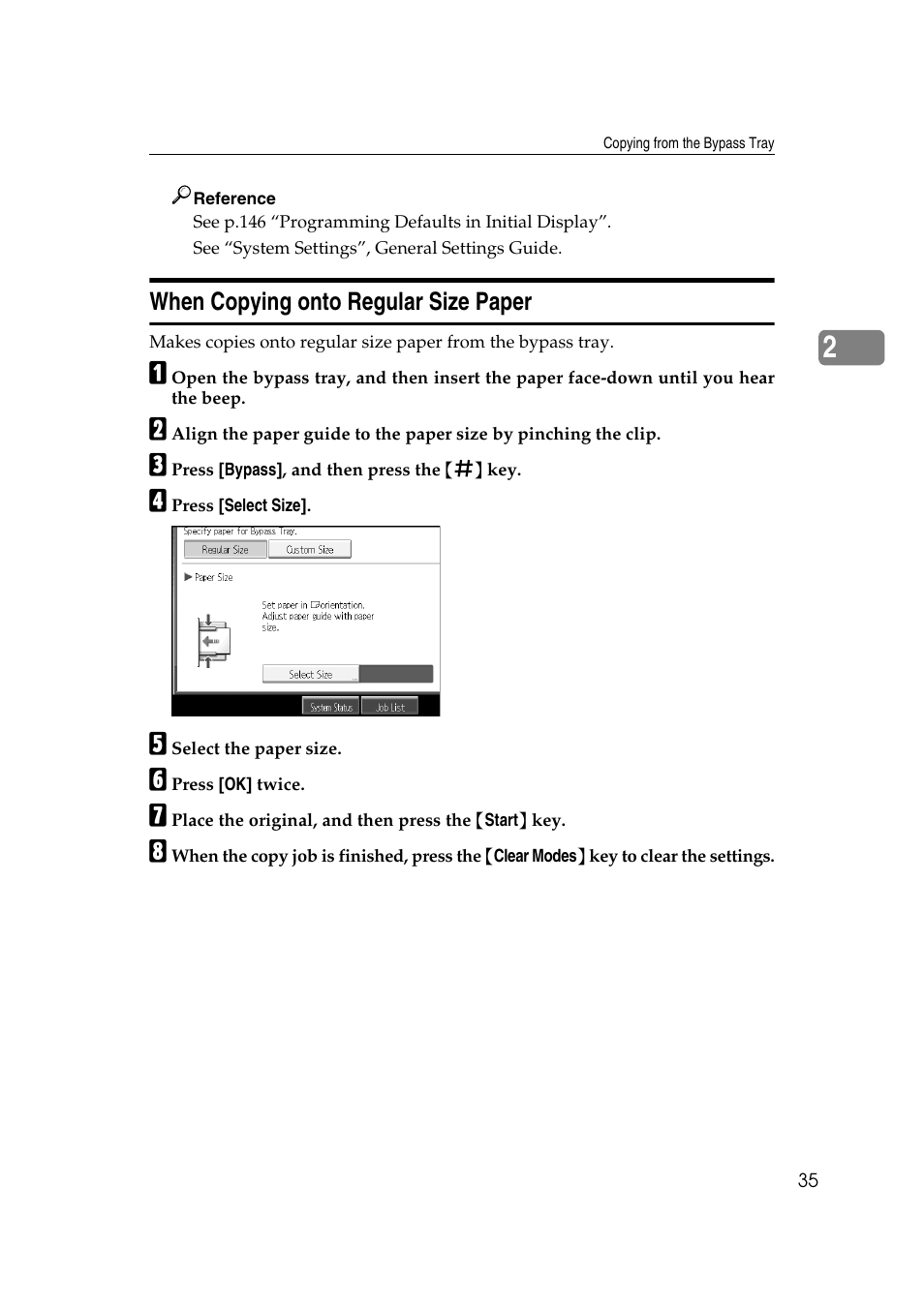 When copying onto regular size paper | Ricoh Aficio MP C3500 User Manual | Page 59 / 212
