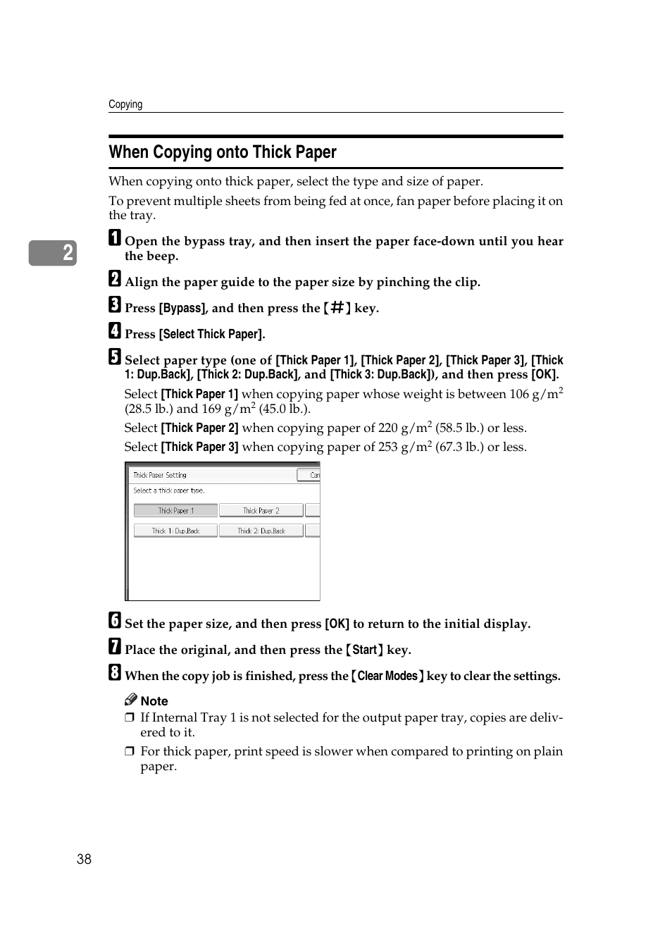 When copying onto thick paper | Ricoh Aficio MP C3500 User Manual | Page 62 / 212