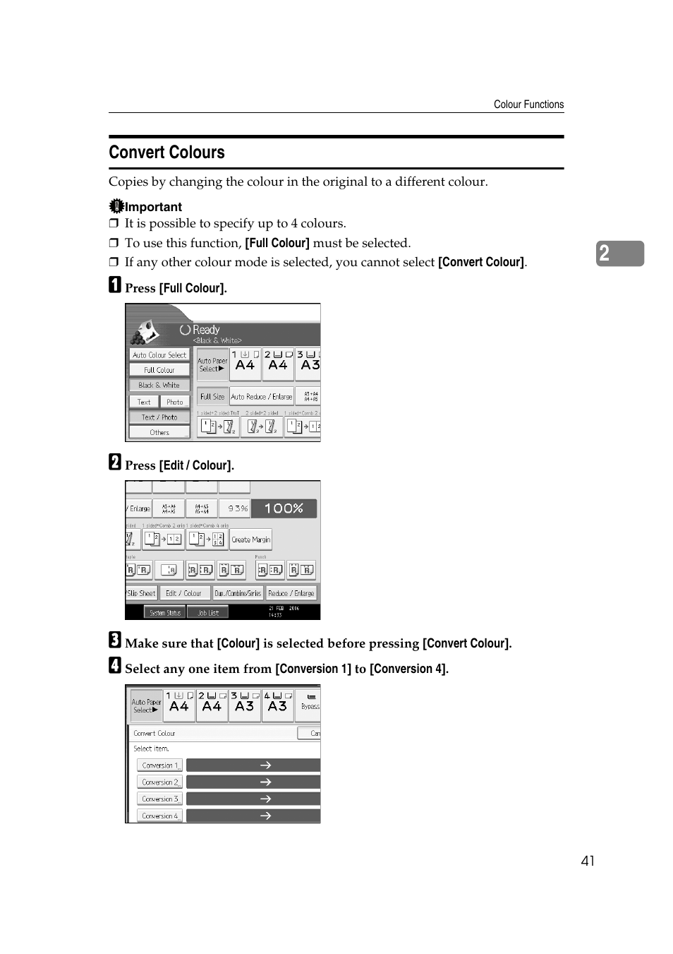 Convert colours | Ricoh Aficio MP C3500 User Manual | Page 65 / 212