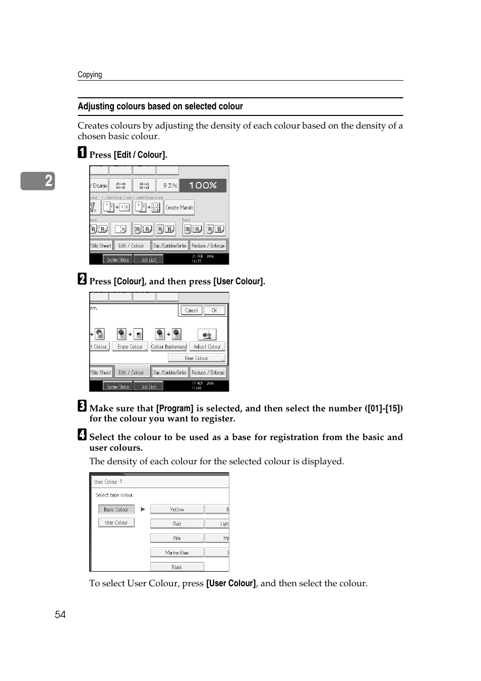 Adjusting colours based on selected colour | Ricoh Aficio MP C3500 User Manual | Page 78 / 212
