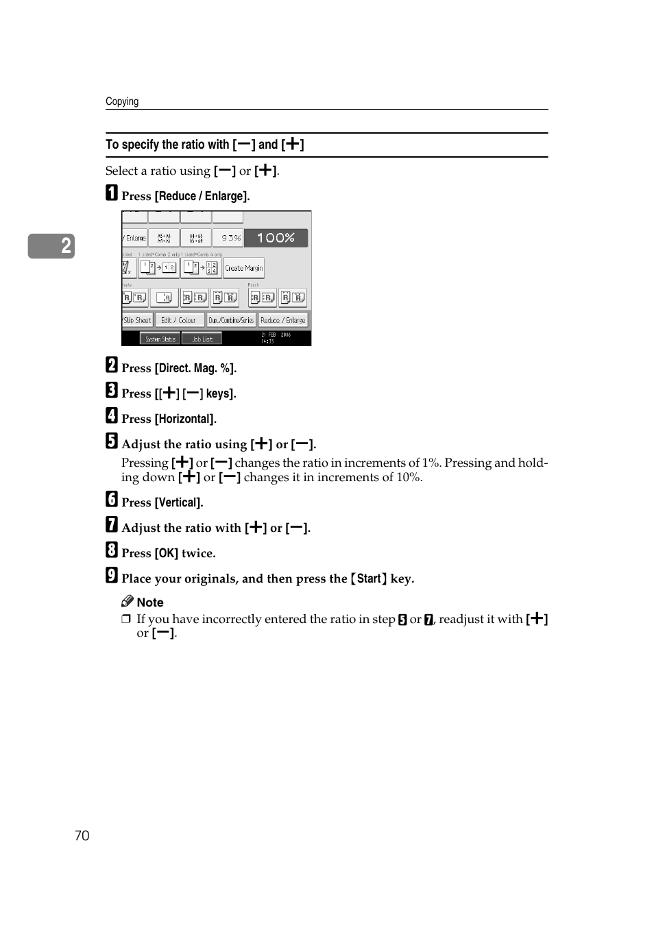 To specify the ratio with [-] and | Ricoh Aficio MP C3500 User Manual | Page 94 / 212