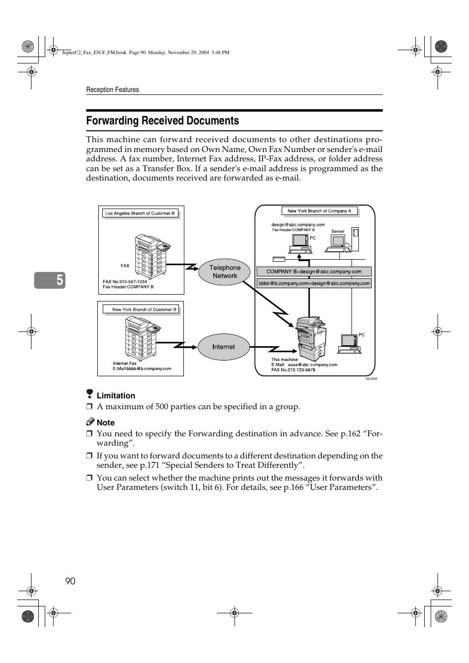 Forwarding received documents | Ricoh Facsimile User Manual | Page 100 / 228