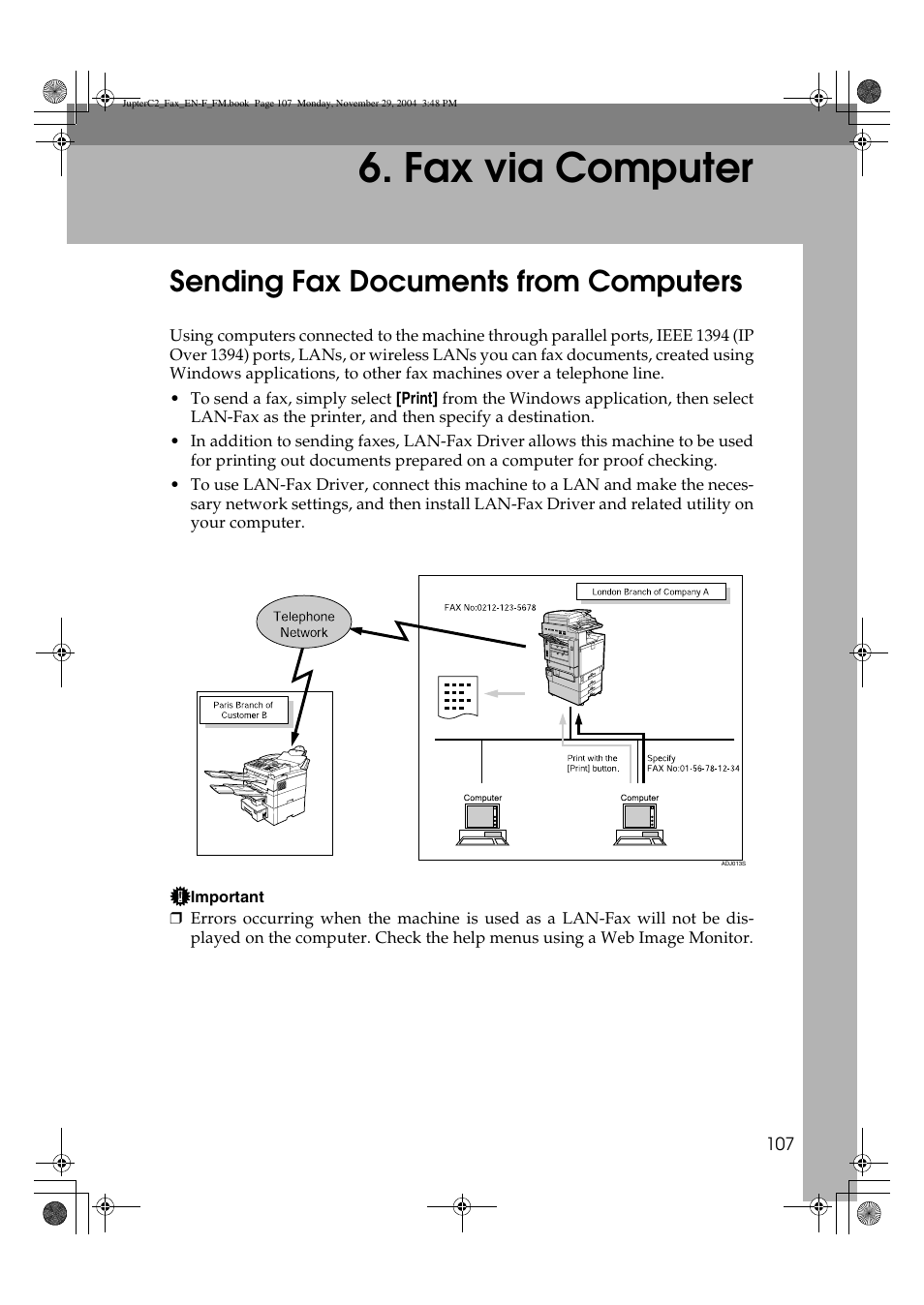Fax via computer, Sending fax documents from computers | Ricoh Facsimile User Manual | Page 117 / 228