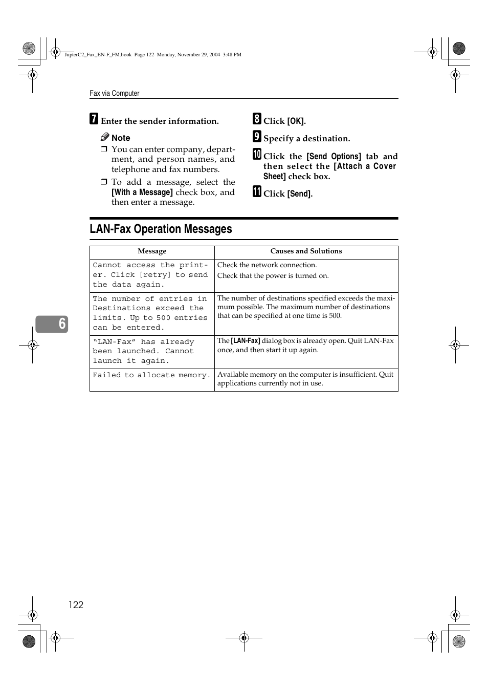Lan-fax operation messages | Ricoh Facsimile User Manual | Page 132 / 228