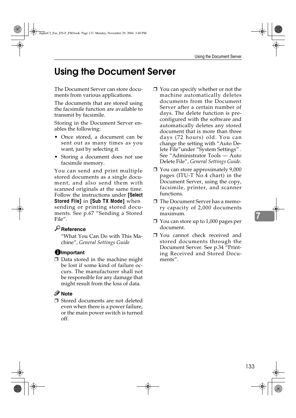 7using the document server | Ricoh Facsimile User Manual | Page 143 / 228