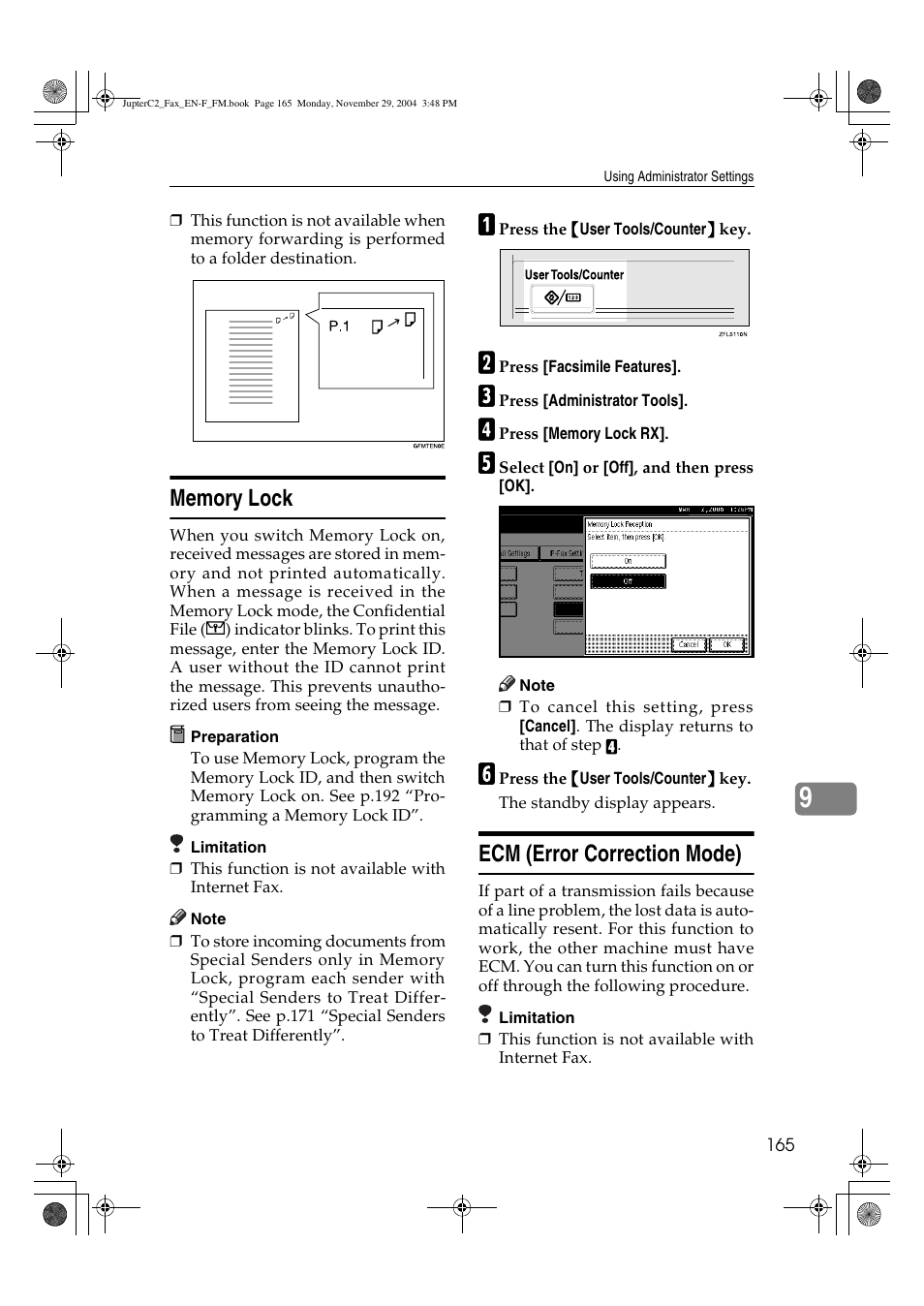 Ecm (error correction mode) | Ricoh Facsimile User Manual | Page 175 / 228