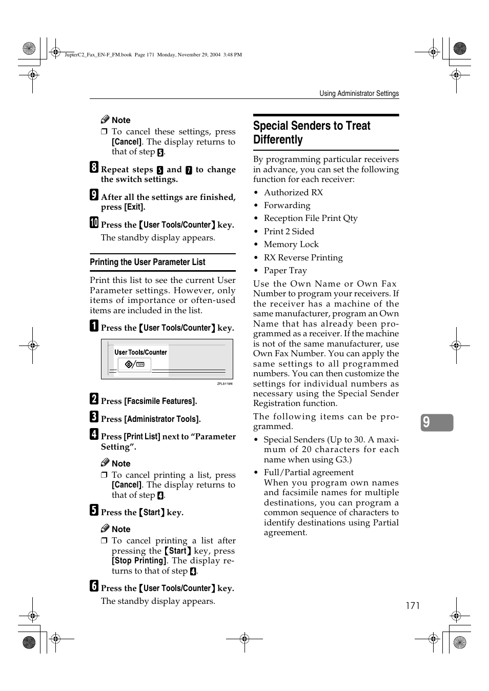 Special senders to treat differently | Ricoh Facsimile User Manual | Page 181 / 228