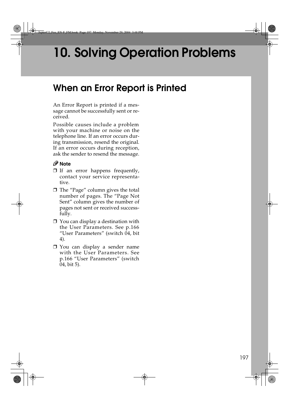 Solving operation problems, When an error report is printed | Ricoh Facsimile User Manual | Page 207 / 228
