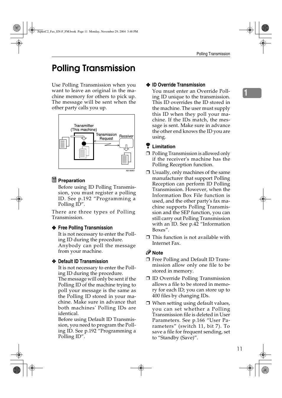 1polling transmission | Ricoh Facsimile User Manual | Page 21 / 228