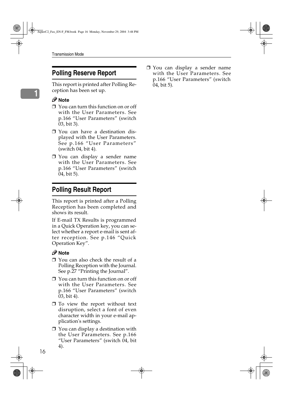 Polling reserve report, Polling result report | Ricoh Facsimile User Manual | Page 26 / 228
