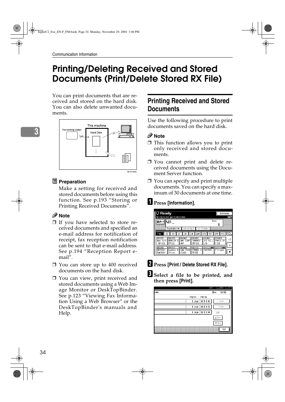 Printing received and stored documents | Ricoh Facsimile User Manual | Page 44 / 228