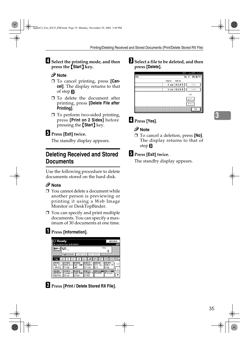 Deleting received and stored documents | Ricoh Facsimile User Manual | Page 45 / 228