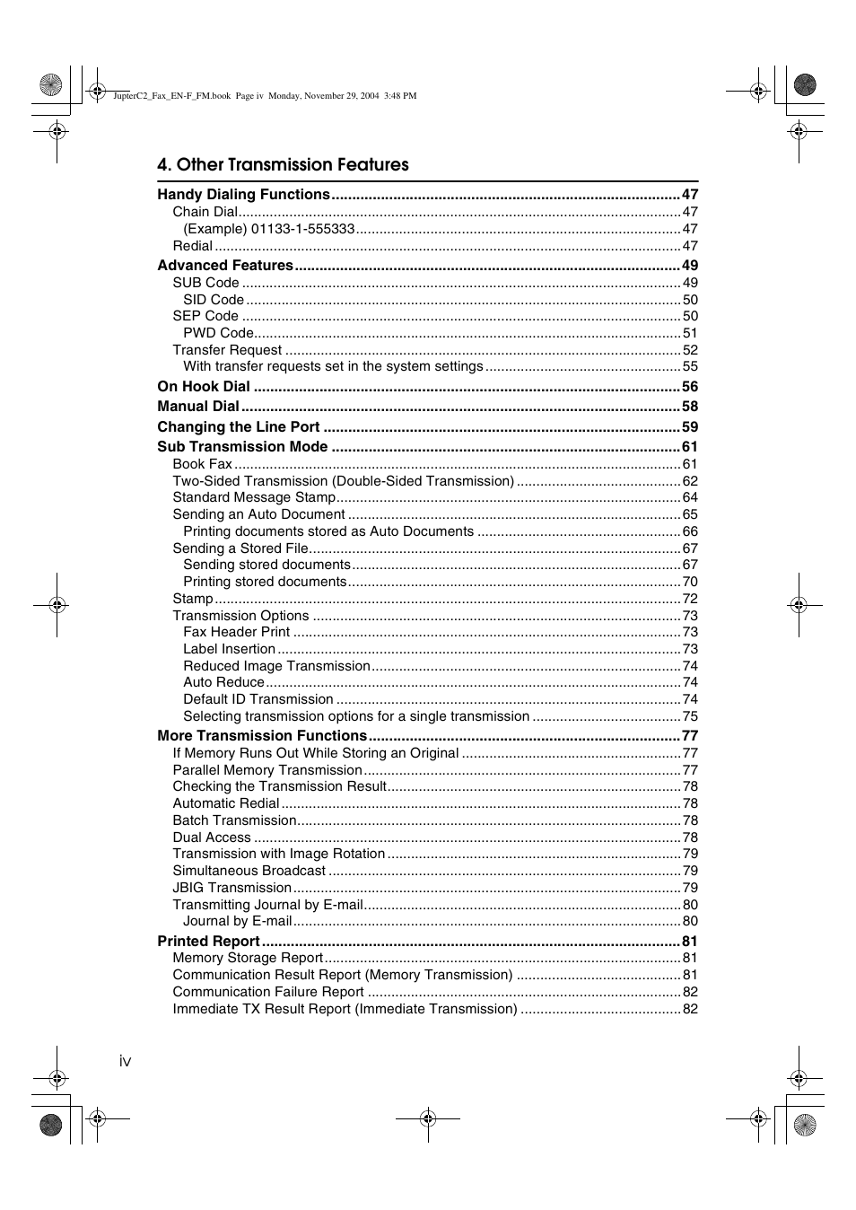 Other transmission features | Ricoh Facsimile User Manual | Page 6 / 228