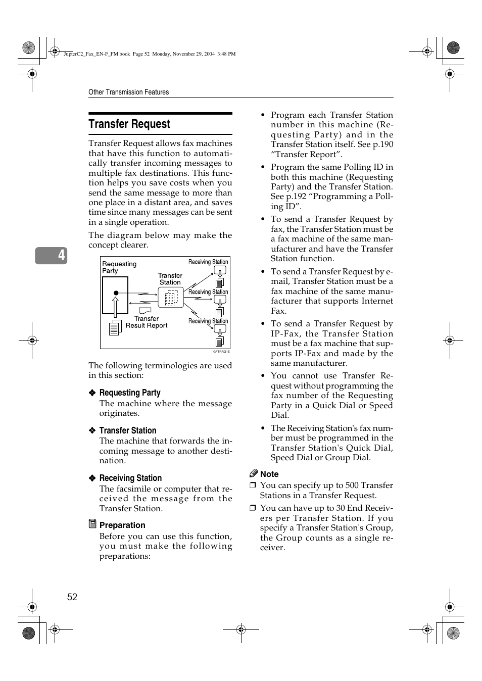 Transfer request | Ricoh Facsimile User Manual | Page 62 / 228