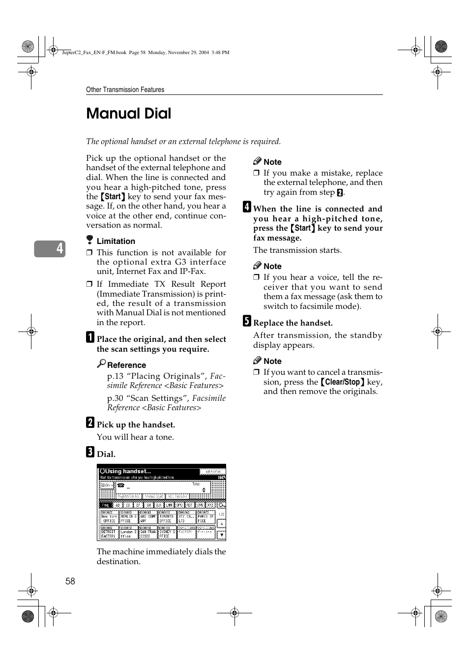 4manual dial | Ricoh Facsimile User Manual | Page 68 / 228