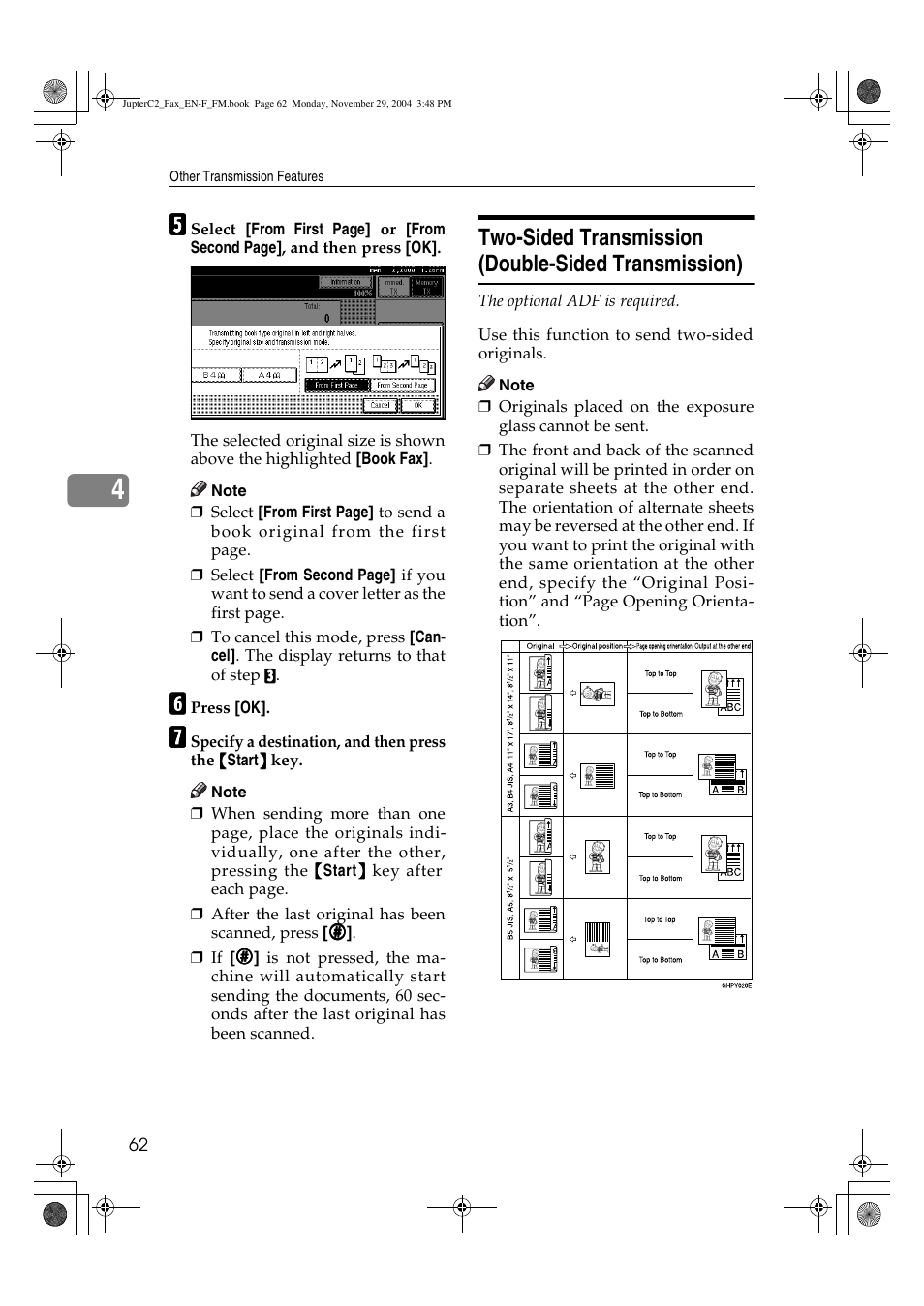 Two-sided transmission (double-sided transmission) | Ricoh Facsimile User Manual | Page 72 / 228
