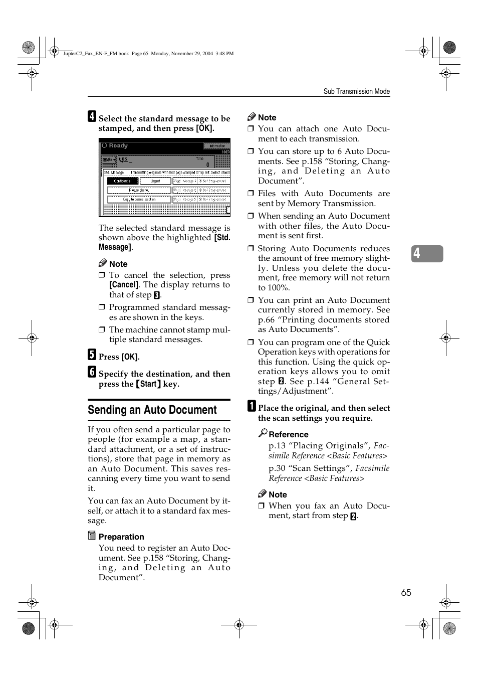 Sending an auto document | Ricoh Facsimile User Manual | Page 75 / 228