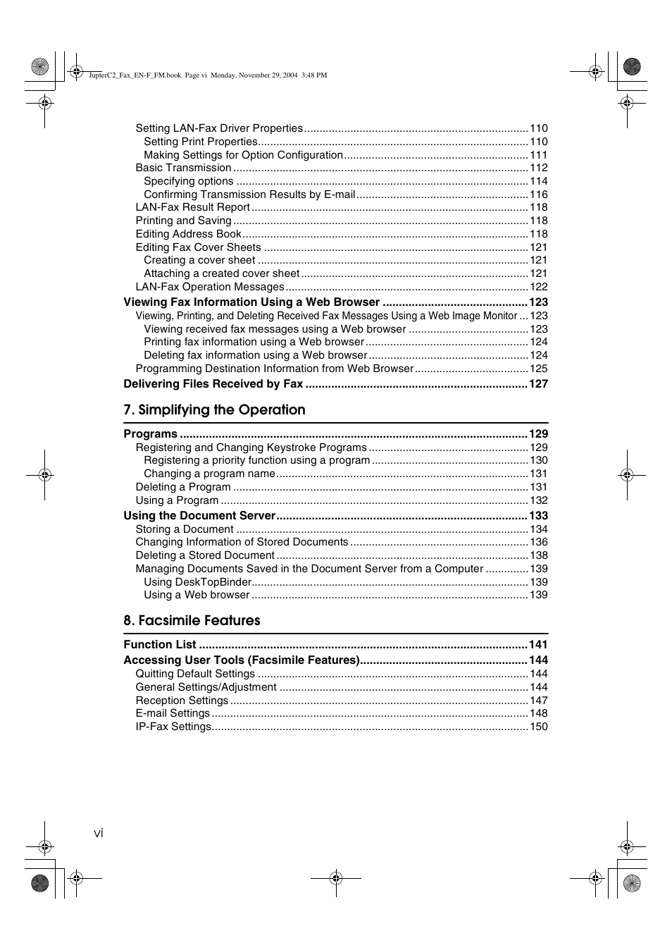 Simplifying the operation, Facsimile features | Ricoh Facsimile User Manual | Page 8 / 228