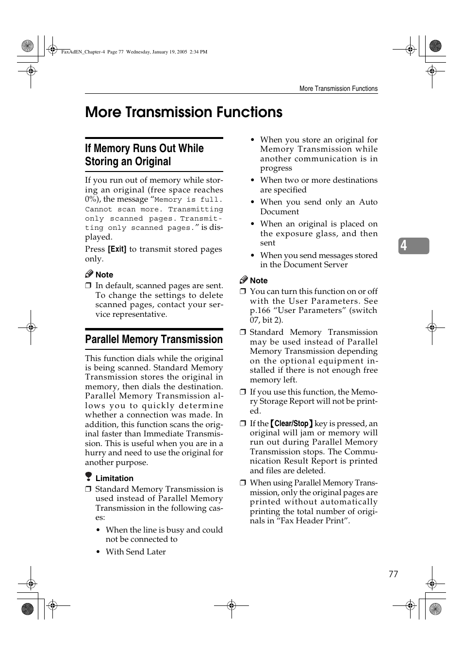 4more transmission functions | Ricoh Facsimile User Manual | Page 87 / 228