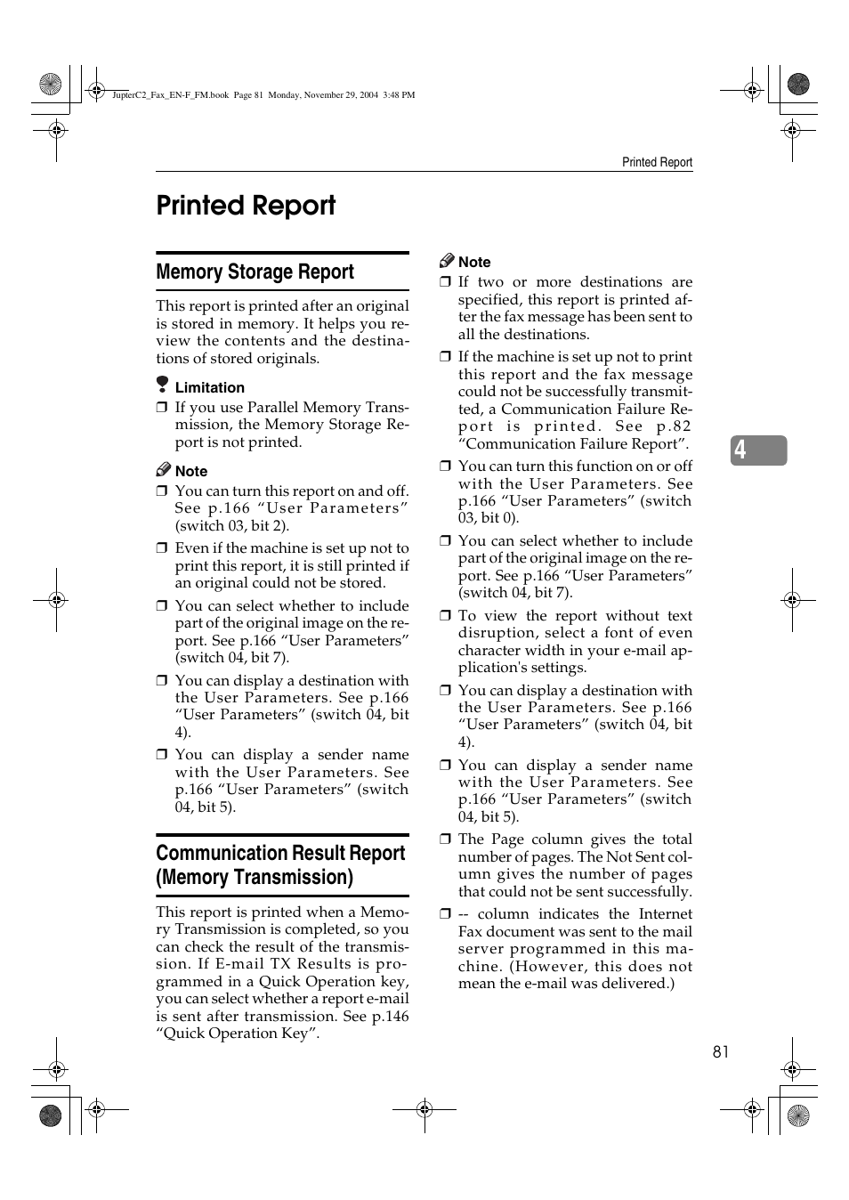 4printed report | Ricoh Facsimile User Manual | Page 91 / 228