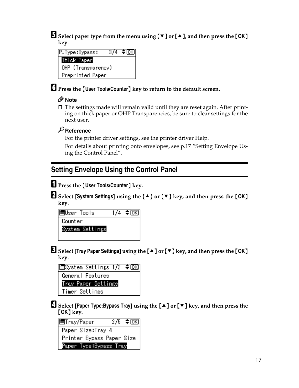 Setting envelope using the control panel | Ricoh Type 2500 User Manual | Page 23 / 106