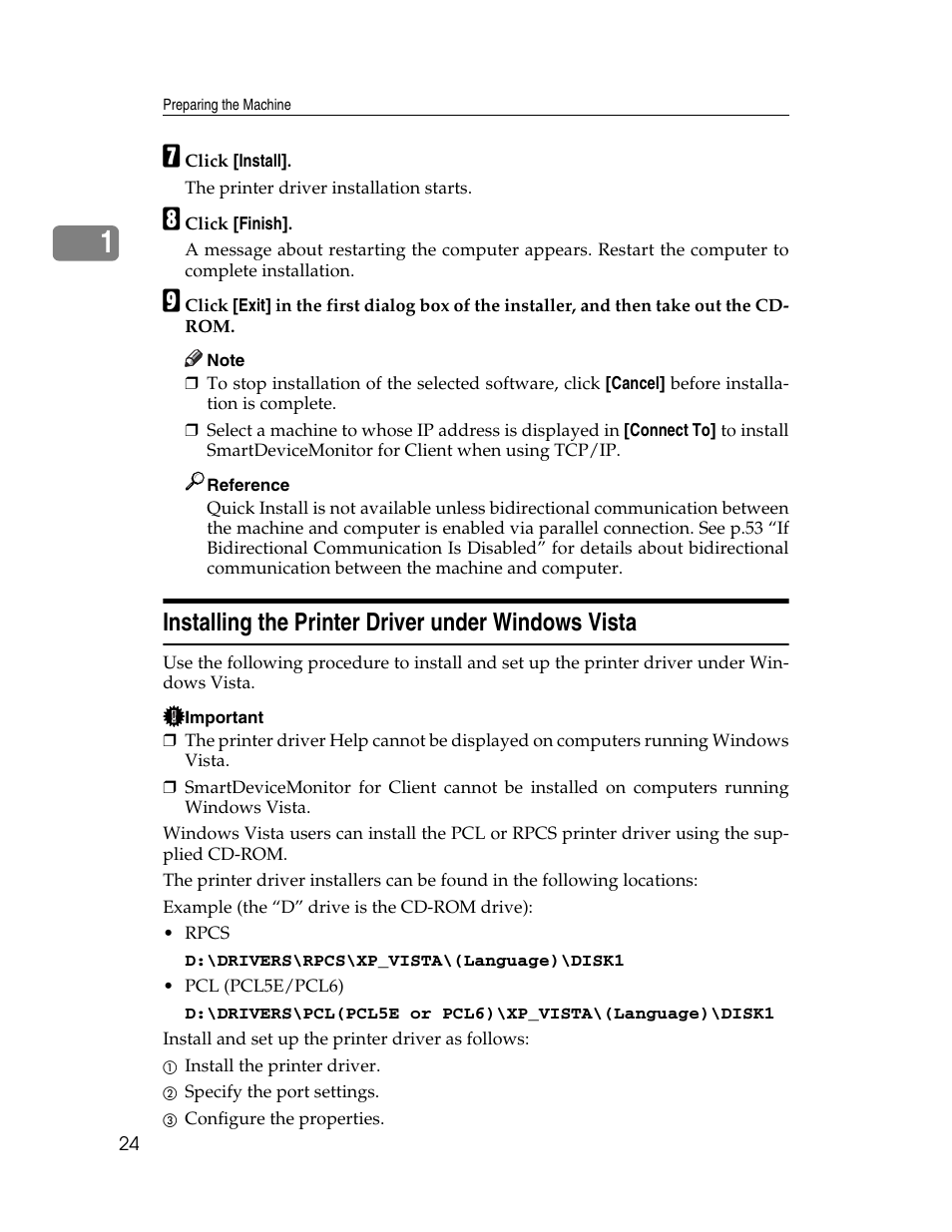 Installing the printer driver under windows vista | Ricoh Type 2500 User Manual | Page 30 / 106