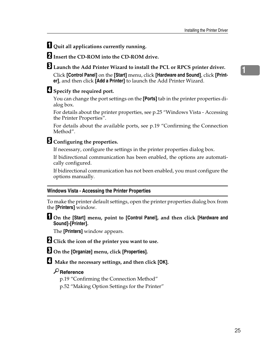 Windows vista - accessing the printer properties | Ricoh Type 2500 User Manual | Page 31 / 106