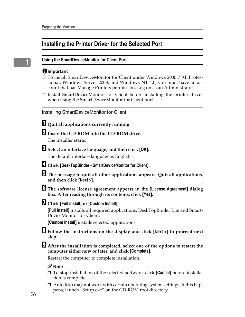 Using the smartdevicemonitor for client port | Ricoh Type 2500 User Manual | Page 32 / 106