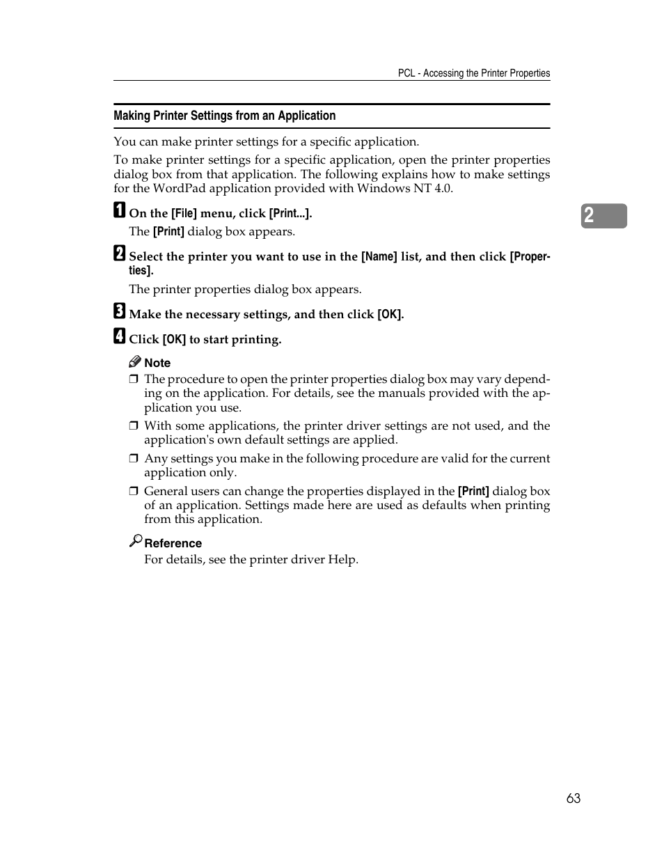 Making printer settings from an application | Ricoh Type 2500 User Manual | Page 69 / 106