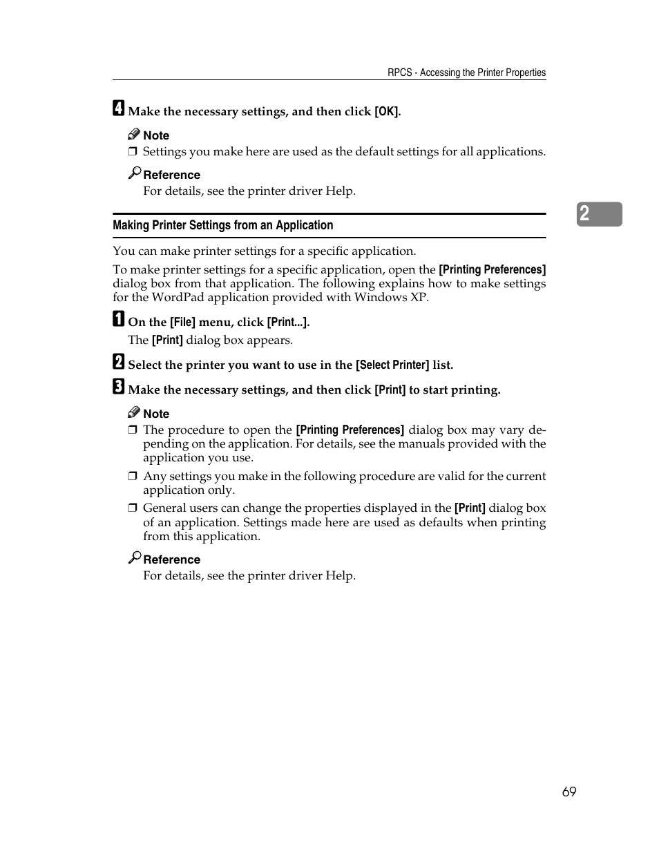 Making printer settings from an application | Ricoh Type 2500 User Manual | Page 75 / 106
