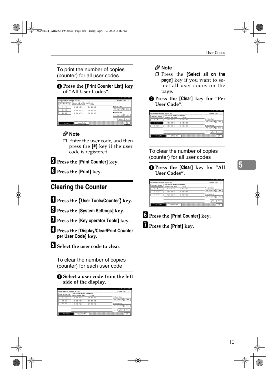 Clearing the counter | Ricoh Aficio 2075 User Manual | Page 108 / 195
