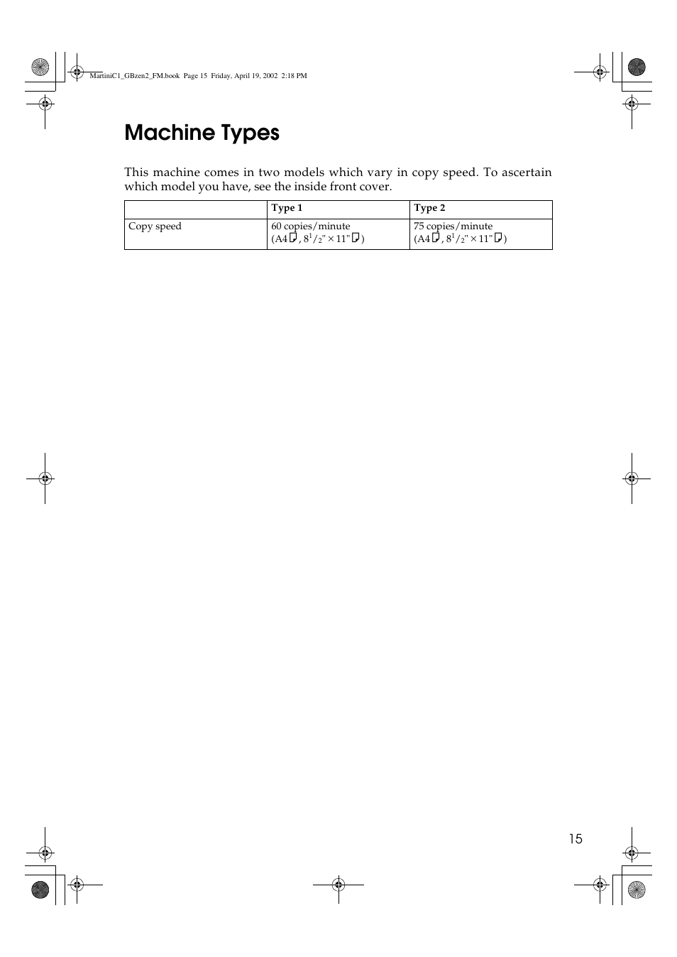 Machine types | Ricoh Aficio 2075 User Manual | Page 22 / 195
