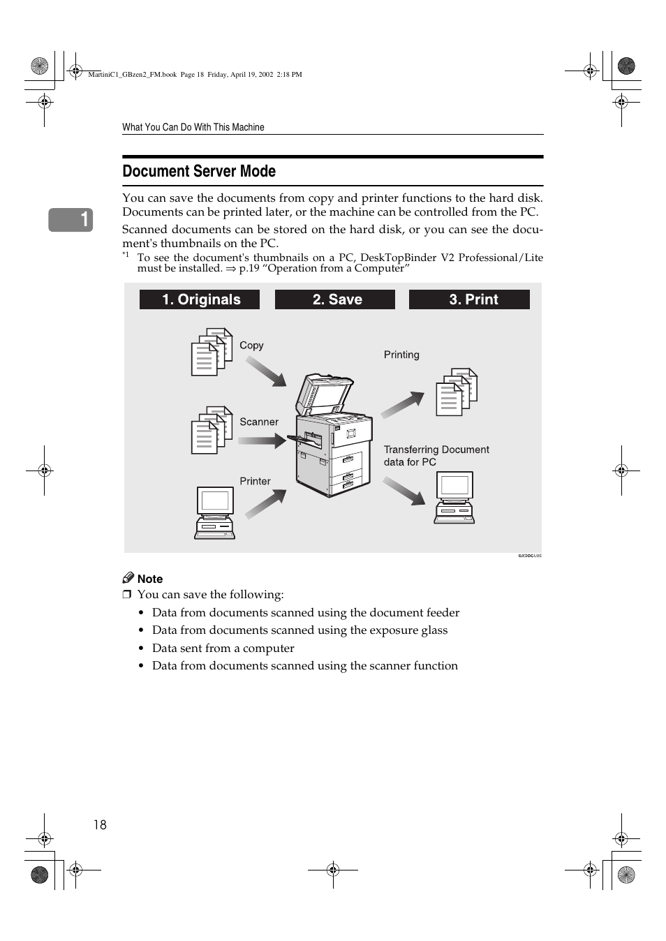 Document server mode | Ricoh Aficio 2075 User Manual | Page 25 / 195