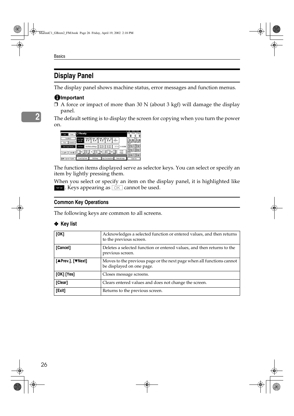 Display panel | Ricoh Aficio 2075 User Manual | Page 33 / 195