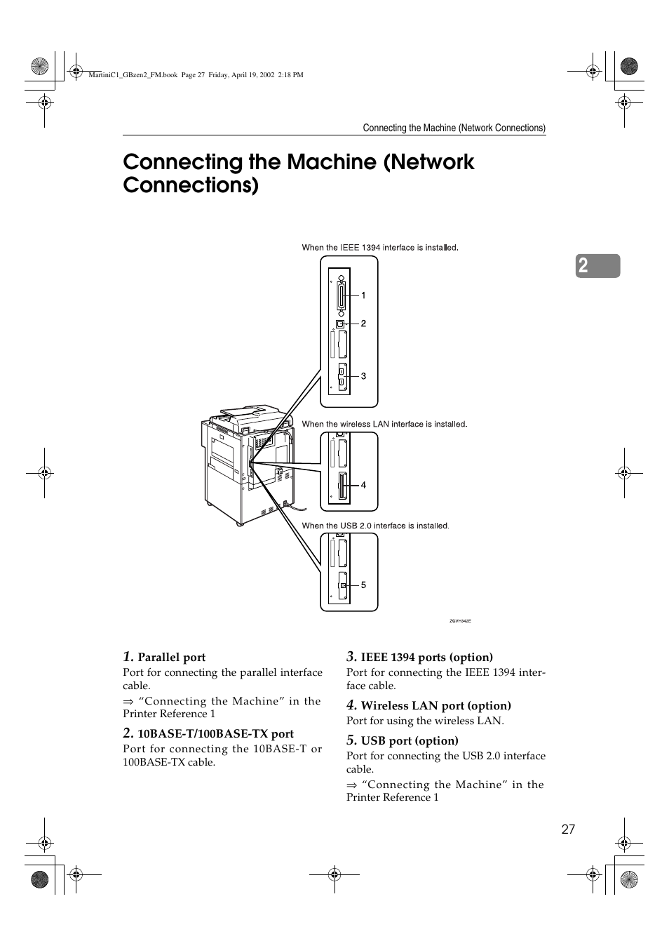 Connecting the machine (network connections), 2connecting the machine (network connections) | Ricoh Aficio 2075 User Manual | Page 34 / 195