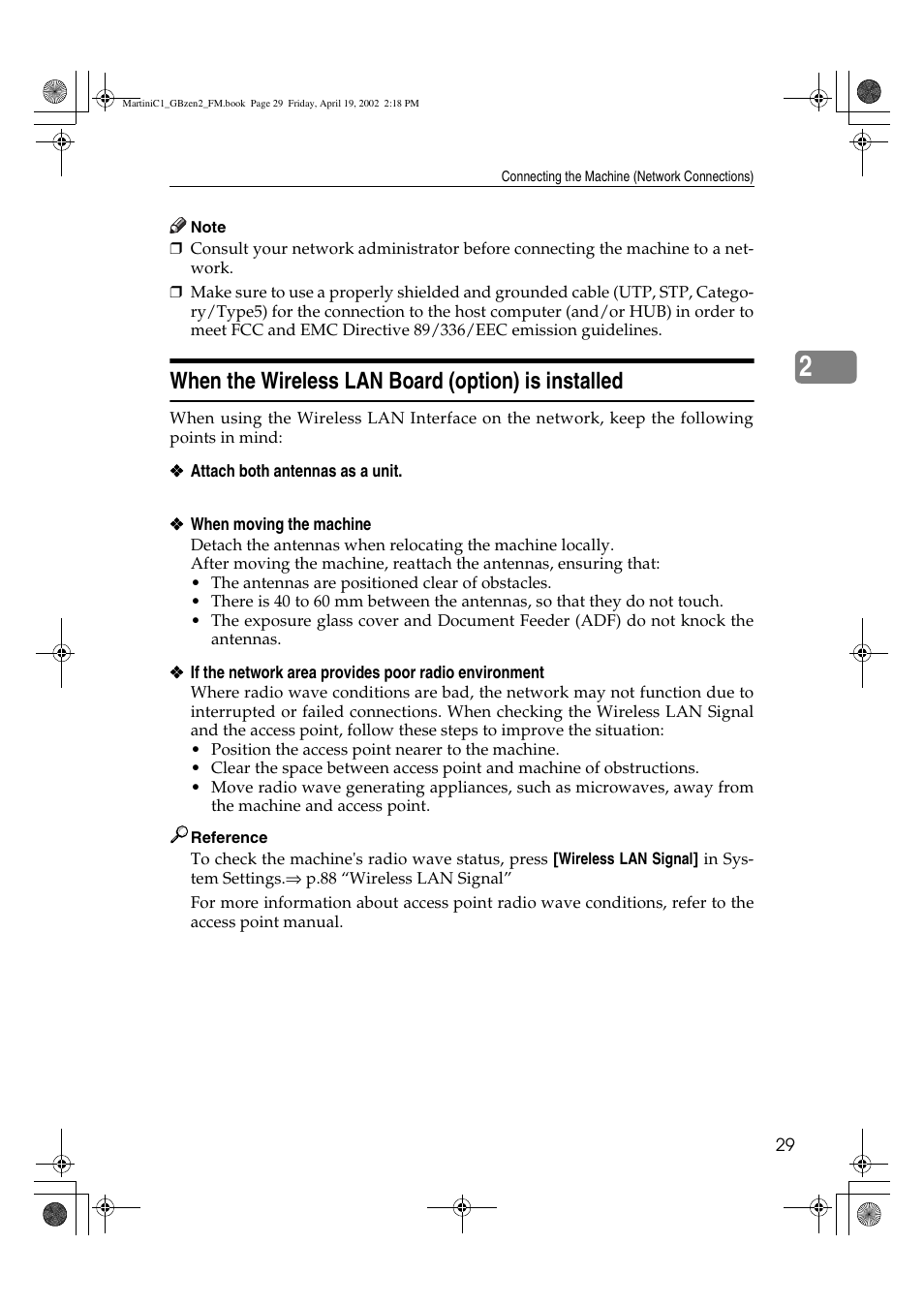 When the wireless lan board (option) is installed | Ricoh Aficio 2075 User Manual | Page 36 / 195