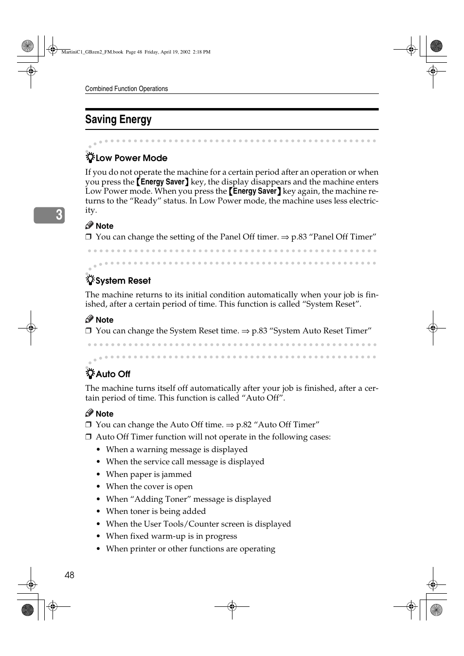 Saving energy | Ricoh Aficio 2075 User Manual | Page 55 / 195