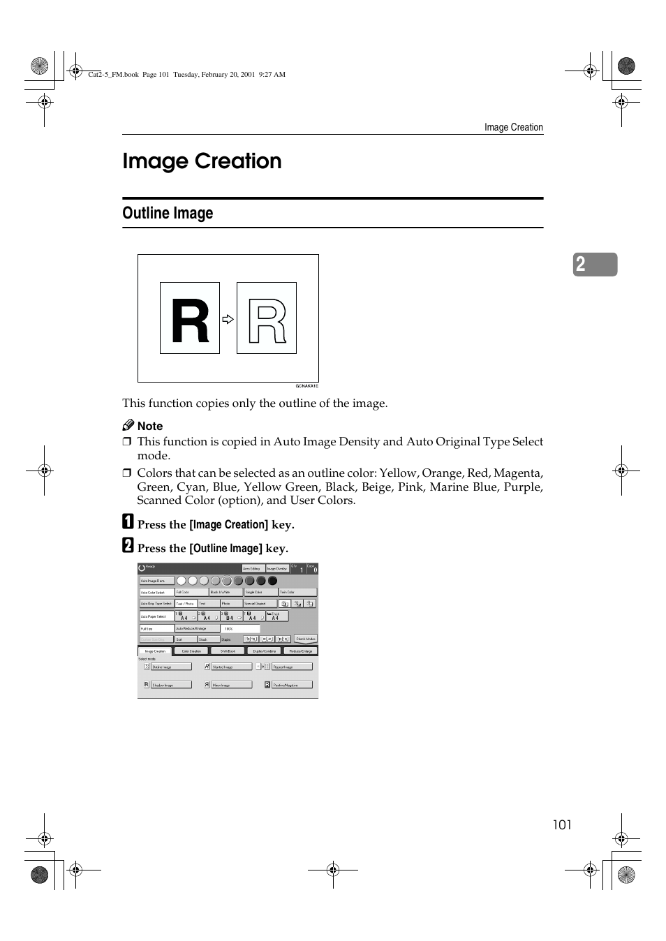 2image creation, Outline image | Ricoh 6513 User Manual | Page 116 / 264