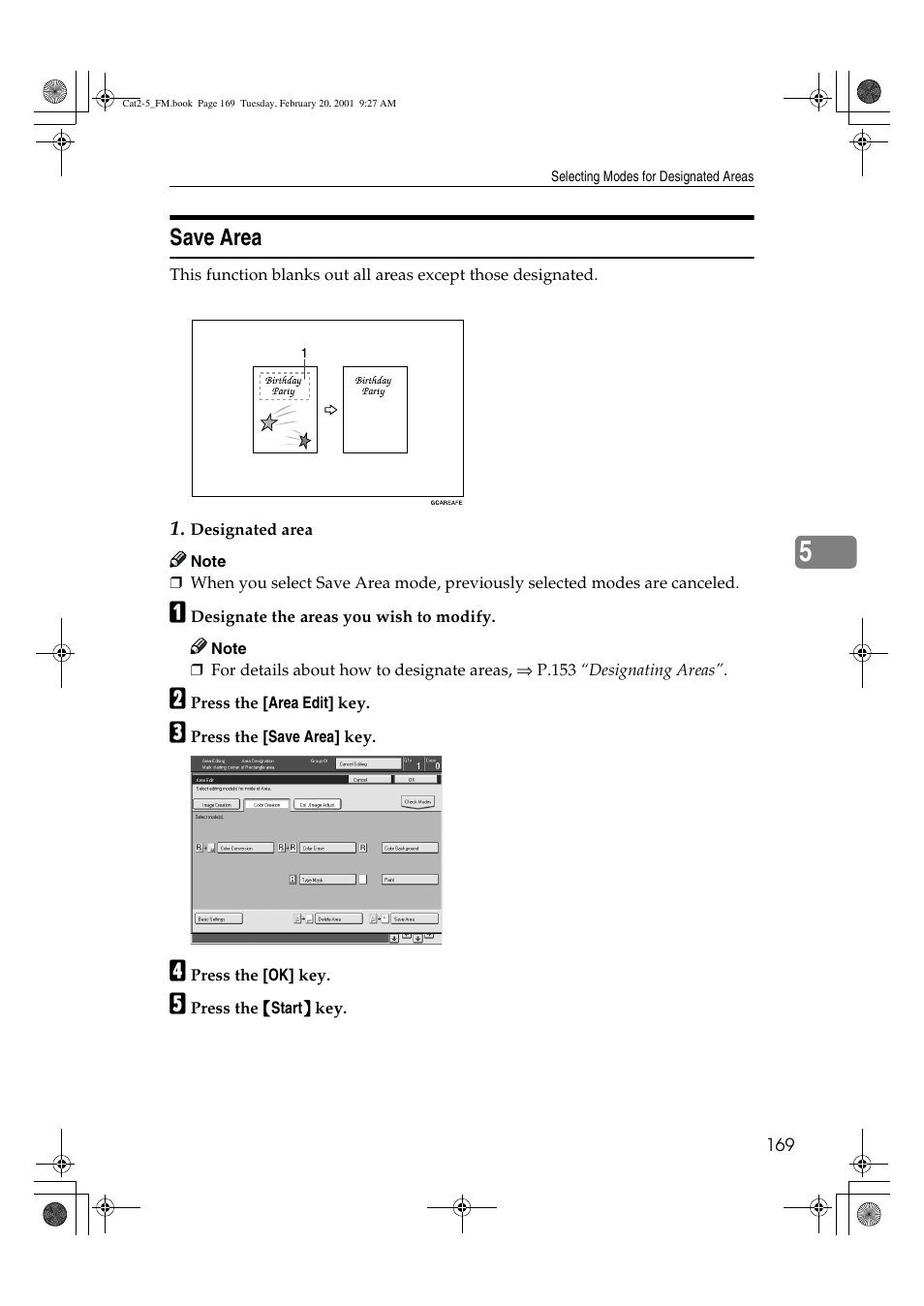 Save area | Ricoh 6513 User Manual | Page 184 / 264