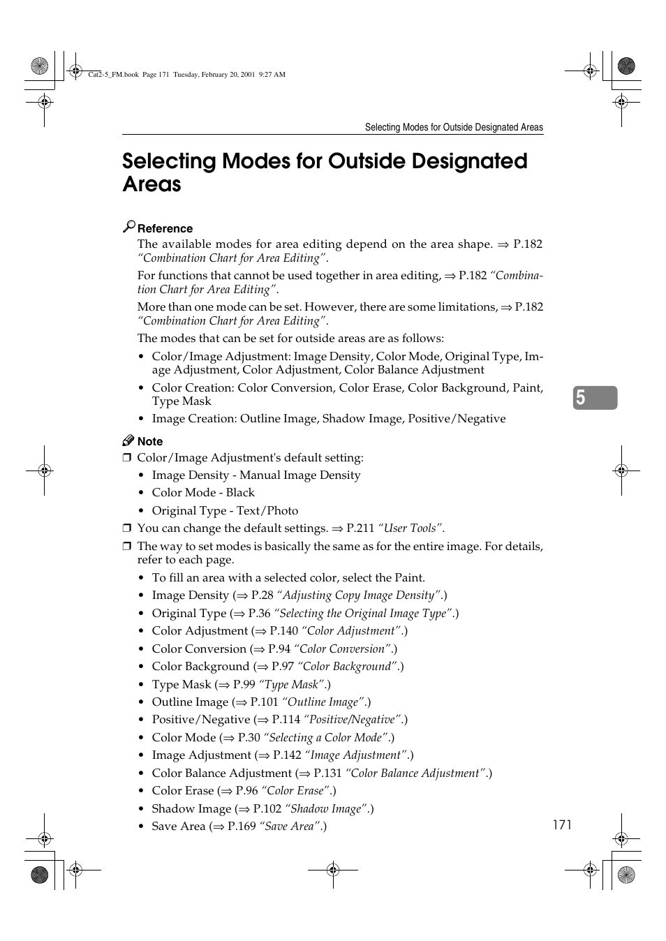 5selecting modes for outside designated areas | Ricoh 6513 User Manual | Page 186 / 264