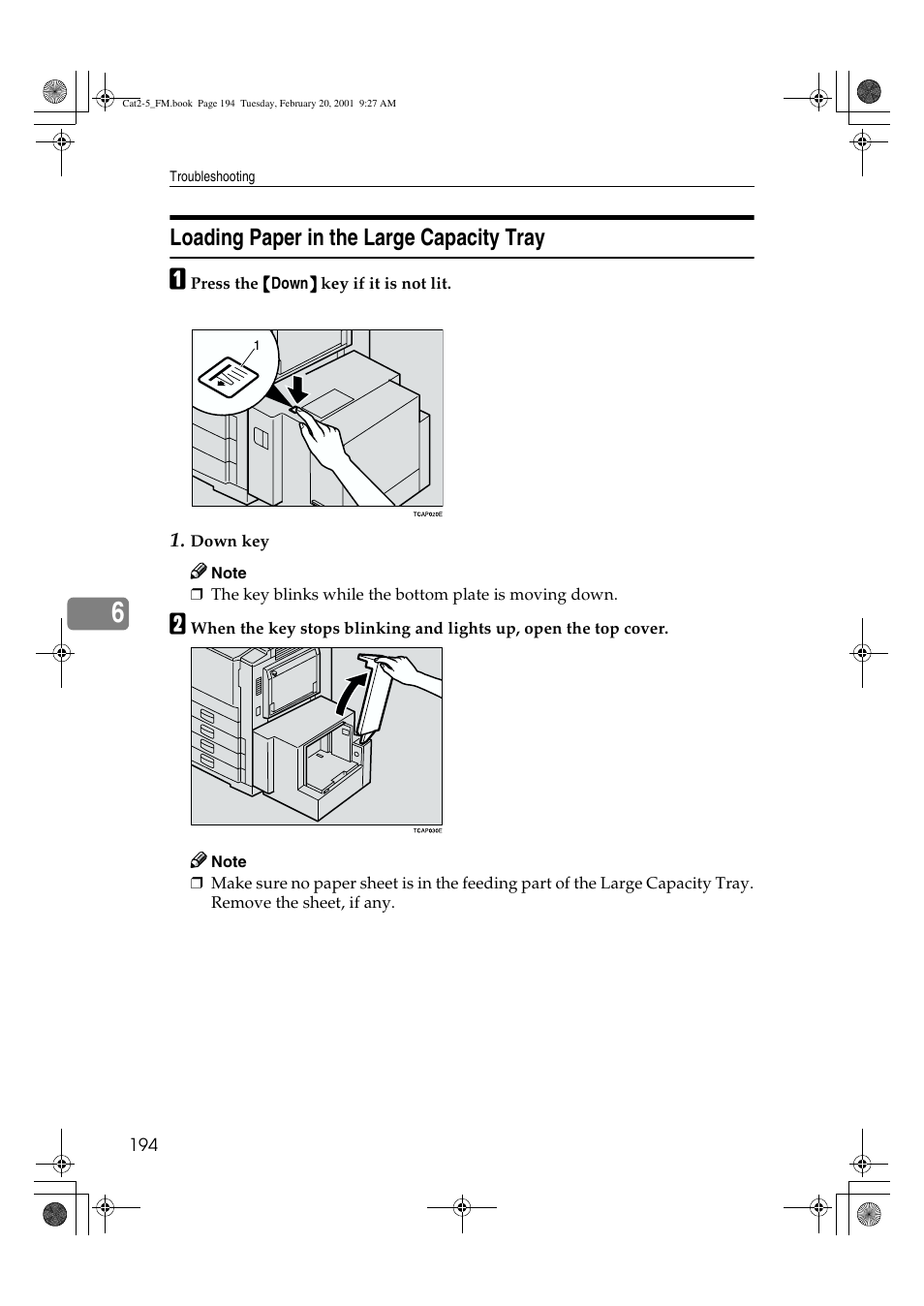 Loading paper in the large capacity tray | Ricoh 6513 User Manual | Page 209 / 264
