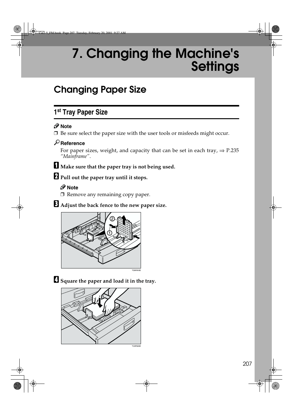Changing the machine's settings, Changing paper size | Ricoh 6513 User Manual | Page 222 / 264