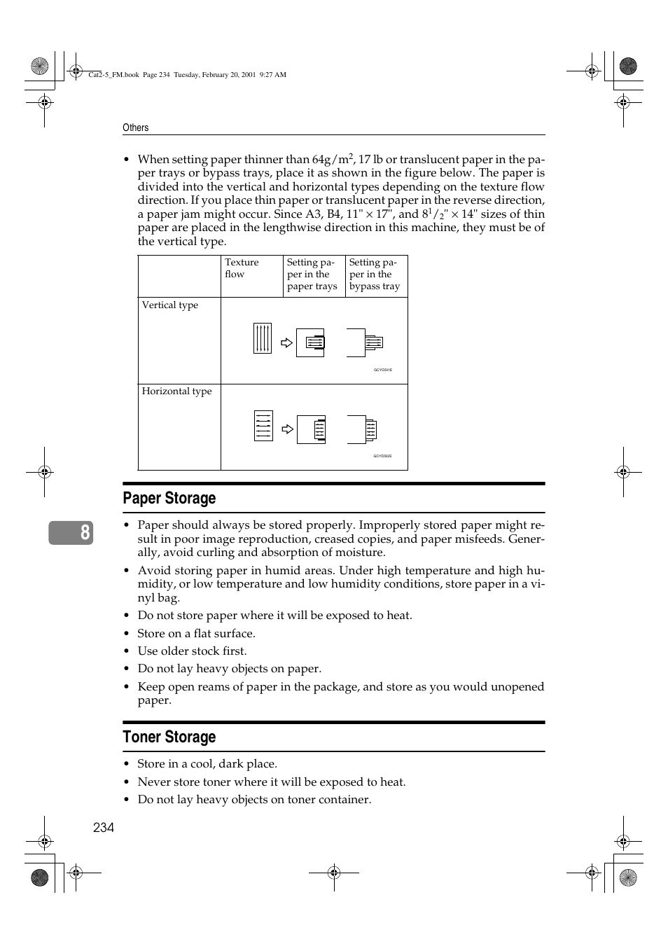 Paper storage, Toner storage | Ricoh 6513 User Manual | Page 249 / 264